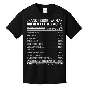 Cranky Short Woman Facts Servings Per Container Kids T-Shirt