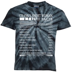 Cranky Short Woman Facts Servings Per Container Kids Tie-Dye T-Shirt