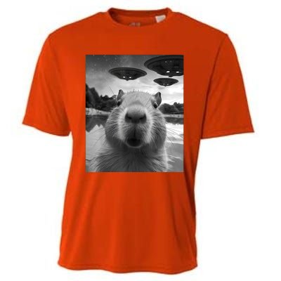 Capybara Selfie With Ufos Weird Cooling Performance Crew T-Shirt