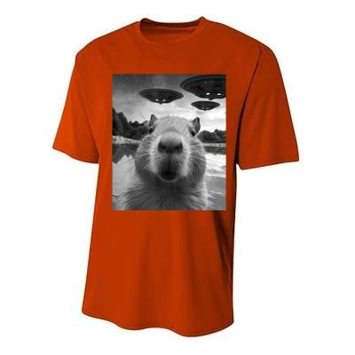 Capybara Selfie With Ufos Weird Performance Sprint T-Shirt