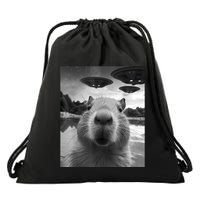 Capybara Selfie With Ufos Weird Drawstring Bag