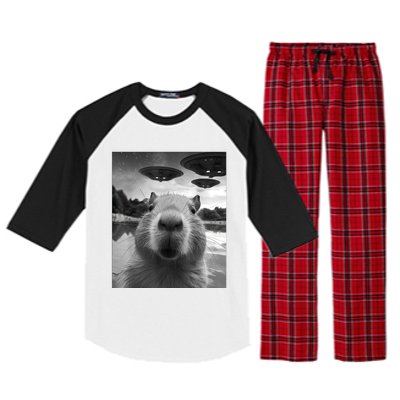 Capybara Selfie With Ufos Weird Raglan Sleeve Pajama Set