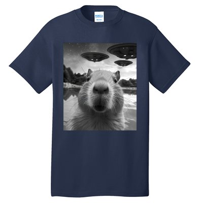 Capybara Selfie With Ufos Weird Tall T-Shirt