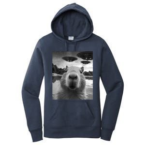 Capybara Selfie With Ufos Weird Women's Pullover Hoodie