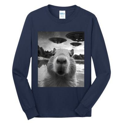 Capybara Selfie With Ufos Weird Tall Long Sleeve T-Shirt