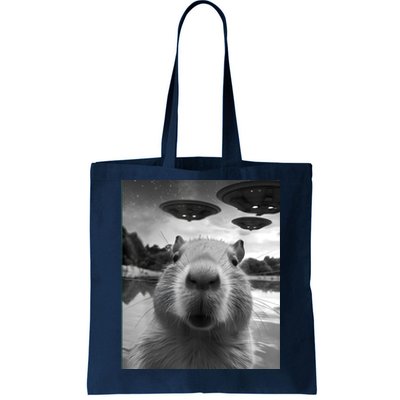 Capybara Selfie With Ufos Weird Tote Bag