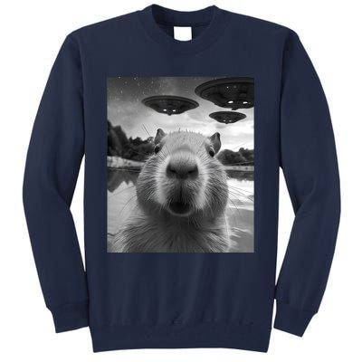 Capybara Selfie With Ufos Weird Tall Sweatshirt