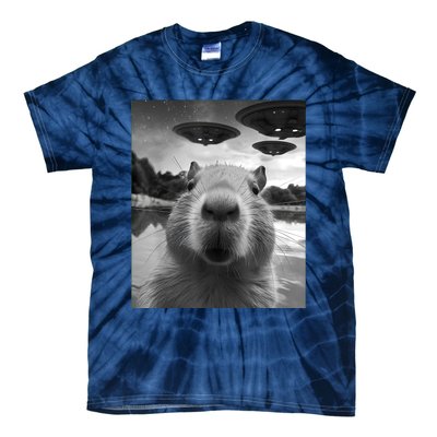 Capybara Selfie With Ufos Weird Tie-Dye T-Shirt