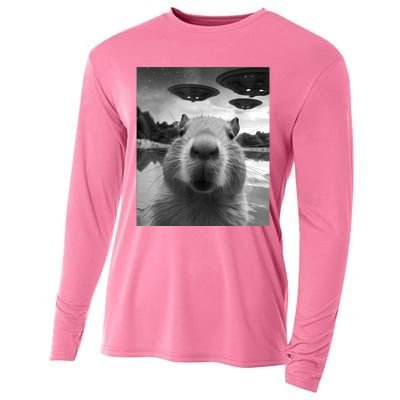 Capybara Selfie With Ufos Weird Cooling Performance Long Sleeve Crew