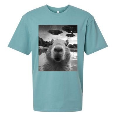 Capybara Selfie With Ufos Weird Sueded Cloud Jersey T-Shirt