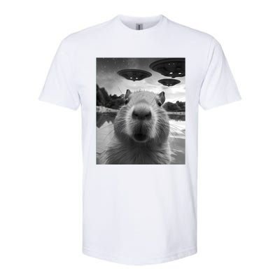 Capybara Selfie With Ufos Weird Softstyle CVC T-Shirt