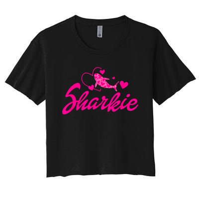 Cute Shark Womens Kids Funny Shark Women's Crop Top Tee