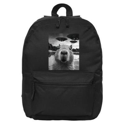 Capybara Selfie With Ufos Weird 16 in Basic Backpack