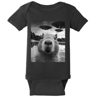 Capybara Selfie With Ufos Weird Baby Bodysuit
