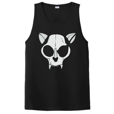 Cat Skull With Pirate Patch Halloween Skeleton Drawing Gift PosiCharge Competitor Tank