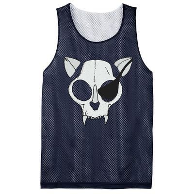 Cat Skull With Pirate Patch Halloween Skeleton Drawing Gift Mesh Reversible Basketball Jersey Tank