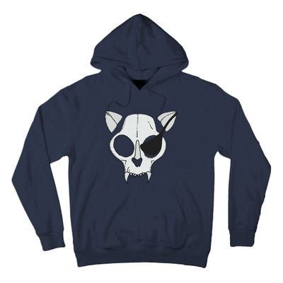 Cat Skull With Pirate Patch Halloween Skeleton Drawing Gift Tall Hoodie