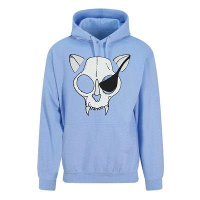 Cat Skull With Pirate Patch Halloween Skeleton Drawing Gift Unisex Surf Hoodie