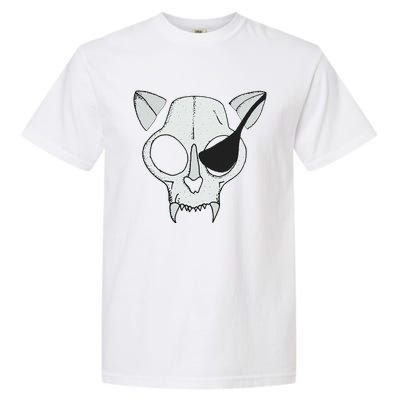 Cat Skull With Pirate Patch Halloween Skeleton Drawing Gift Garment-Dyed Heavyweight T-Shirt