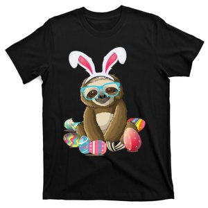 Cute Sloth With Bunny Ears Egg Hunting Easter Sloth T-Shirt