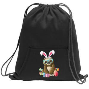 Cute Sloth With Bunny Ears Egg Hunting Easter Sloth Sweatshirt Cinch Pack Bag