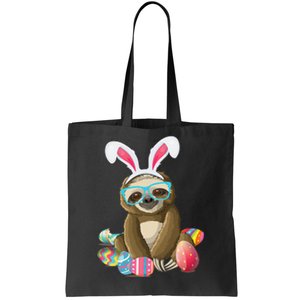 Cute Sloth With Bunny Ears Egg Hunting Easter Sloth Tote Bag