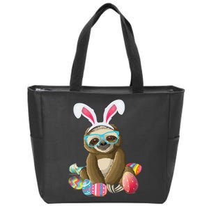 Cute Sloth With Bunny Ears Egg Hunting Easter Sloth Zip Tote Bag