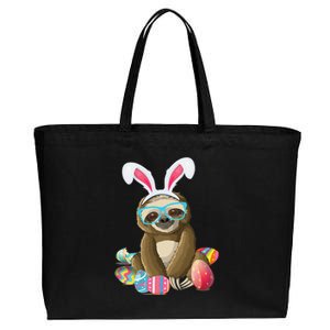 Cute Sloth With Bunny Ears Egg Hunting Easter Sloth Cotton Canvas Jumbo Tote