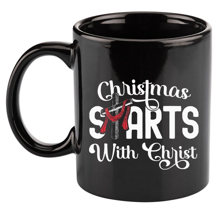 Christmas Starts With Christ Cross Jesus Christian 11oz C Handle Ceramic Mug