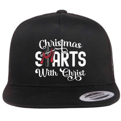 Christmas Starts With Christ Cross Jesus Christian Flatbill Hat