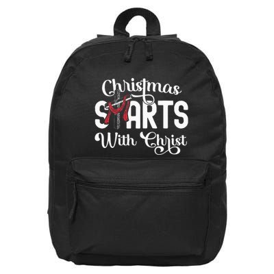 Christmas Starts With Christ Cross Jesus Christian 16 in Basic Backpack