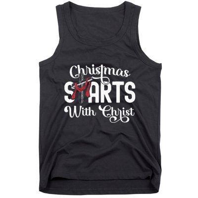 Christmas Starts With Christ Cross Jesus Christian Tank Top