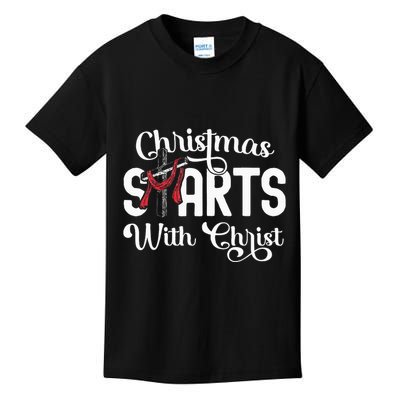 Christmas Starts With Christ Cross Jesus Christian Kids T-Shirt