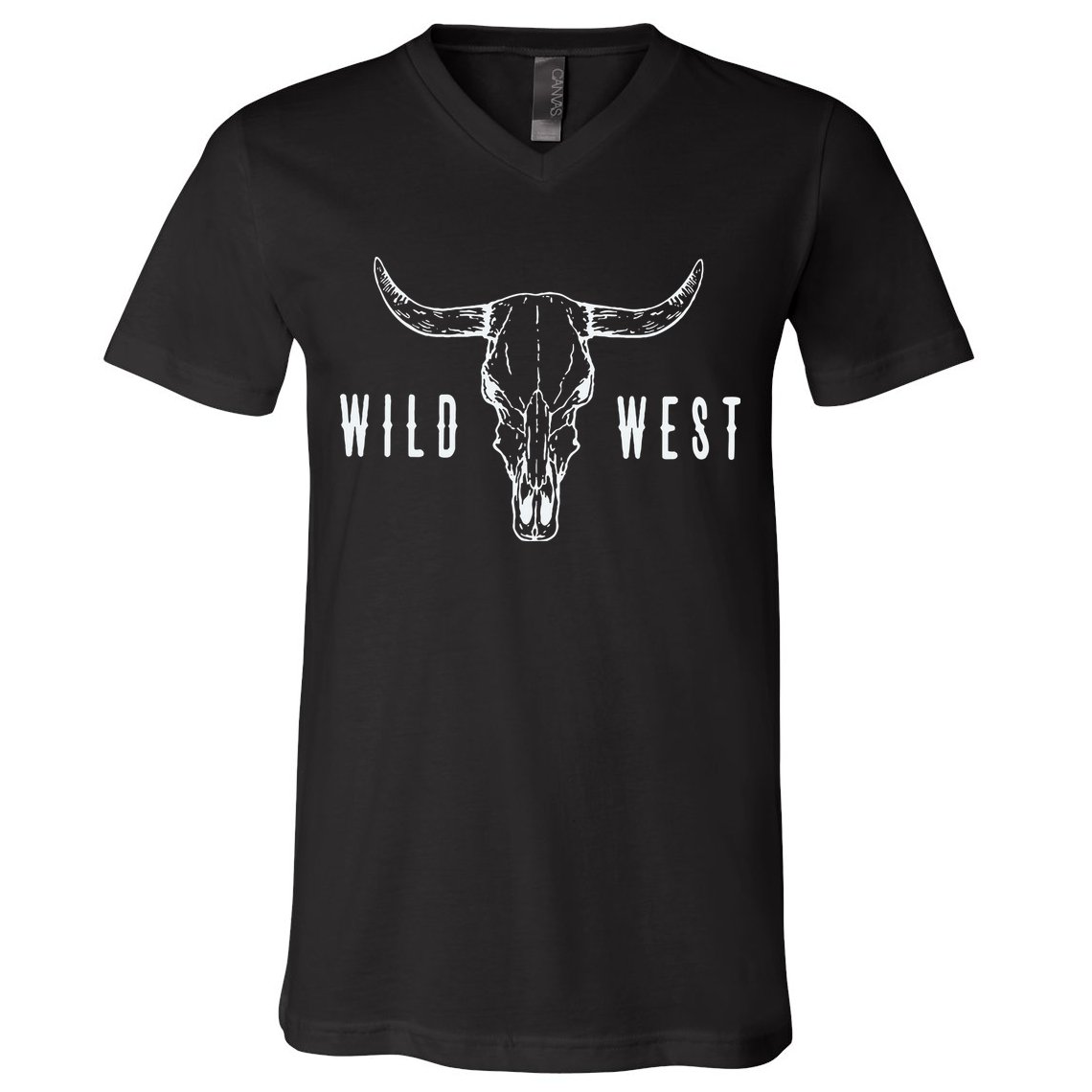 Cow Skull Wild West V-Neck T-Shirt