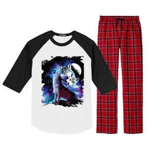 Cosmic Space Wolf Wolves Family Howling At Moon Raglan Sleeve Pajama Set