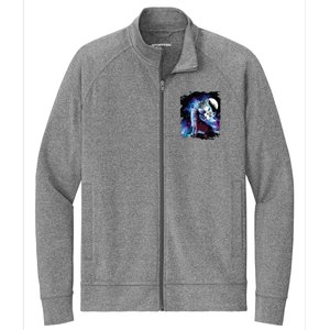 Cosmic Space Wolf Wolves Family Howling At Moon Stretch Full-Zip Cadet Jacket