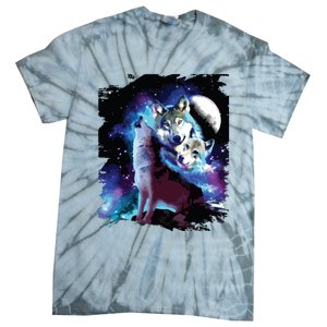 Cosmic Space Wolf Wolves Family Howling At Moon Tie-Dye T-Shirt