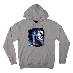 Cosmic Space Wolf Wolves Family Howling At Moon Tall Hoodie