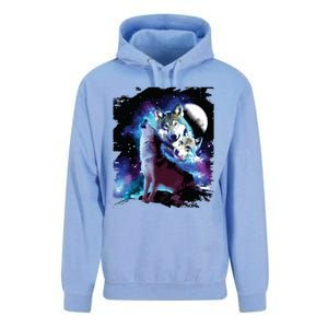 Cosmic Space Wolf Wolves Family Howling At Moon Unisex Surf Hoodie