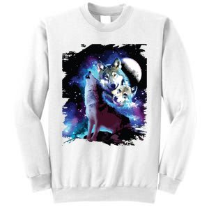 Cosmic Space Wolf Wolves Family Howling At Moon Sweatshirt