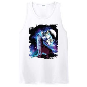 Cosmic Space Wolf Wolves Family Howling At Moon PosiCharge Competitor Tank