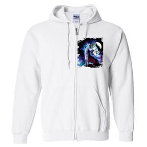 Cosmic Space Wolf Wolves Family Howling At Moon Full Zip Hoodie