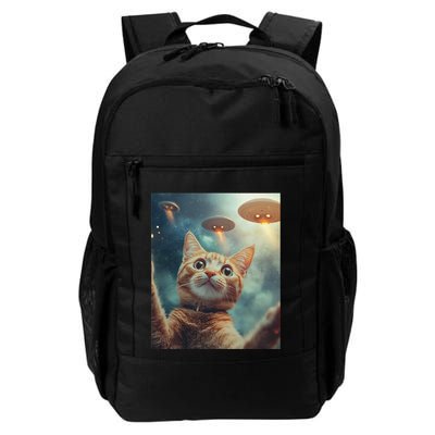 Cat Selfie With Ufos Aliens Kitten Funny Daily Commute Backpack