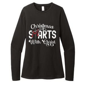 Christmas Starts With Christ Cross Jesus Christian Womens CVC Long Sleeve Shirt