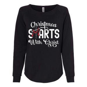 Christmas Starts With Christ Cross Jesus Christian Womens California Wash Sweatshirt