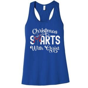 Christmas Starts With Christ Cross Jesus Christian Women's Racerback Tank