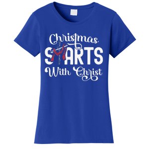 Christmas Starts With Christ Cross Jesus Christian Women's T-Shirt