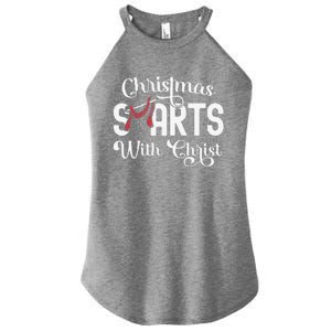 Christmas Starts With Christ Cross Jesus Christian Women's Perfect Tri Rocker Tank