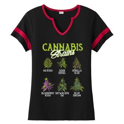 Cannabis Strain Weed Ladies Halftime Notch Neck Tee