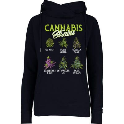 Cannabis Strain Weed Womens Funnel Neck Pullover Hood